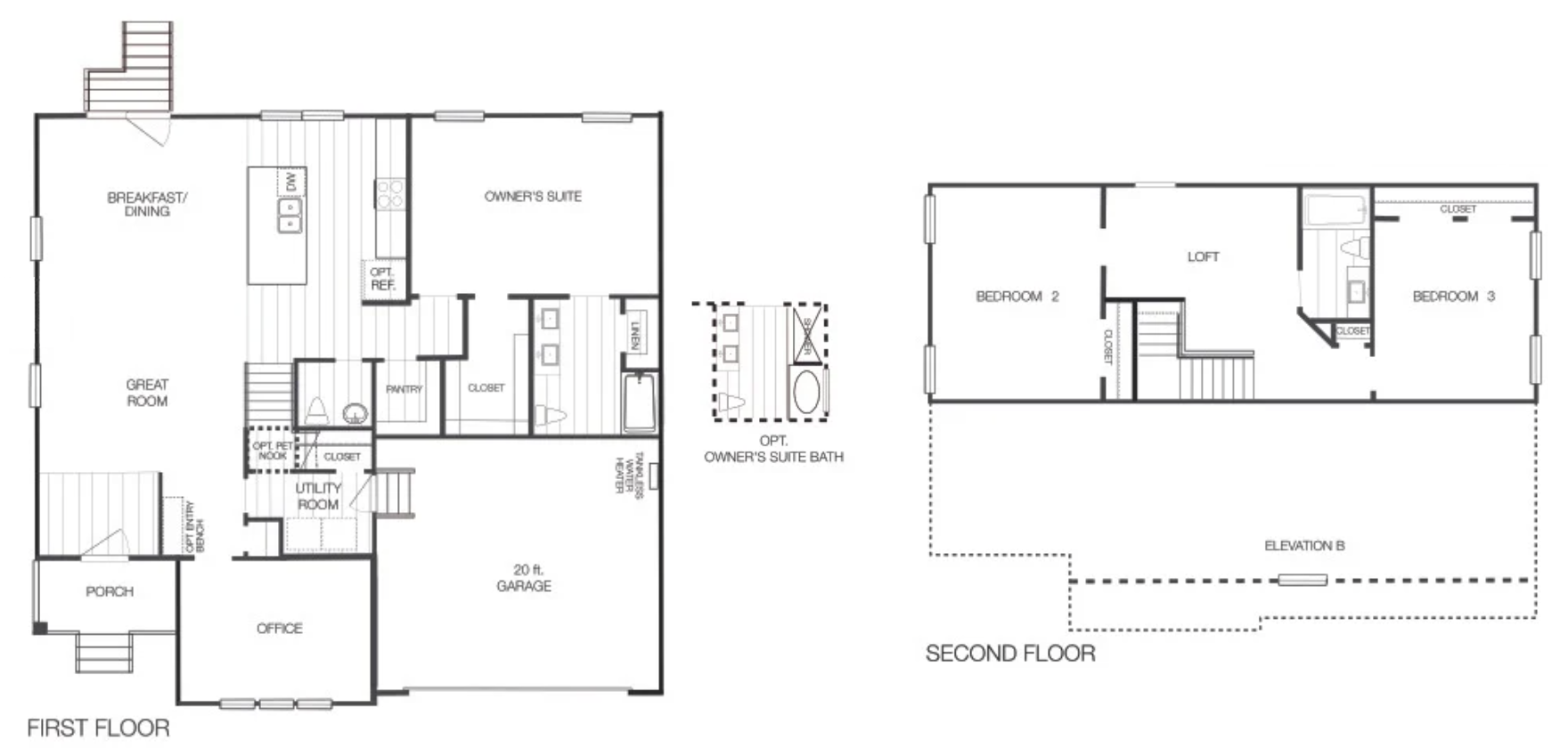 Floor plan for the Elmsted lot 15 section 6 for sale in Castleton by Boyd Homes.